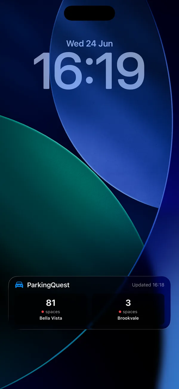 ParkingQuest live car park counts on the iPhone Lock Screen